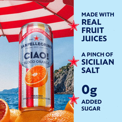 Sanpellegrino CIAO! Blood Orange Flavored Sparkling Water with Real Fruit Juices - 6pk/11.15 fl oz Cans
