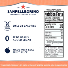 Sanpellegrino Zero Clementine & Peach Italian Sparkling Beverage - 6pk/11.15 fl oz Cans