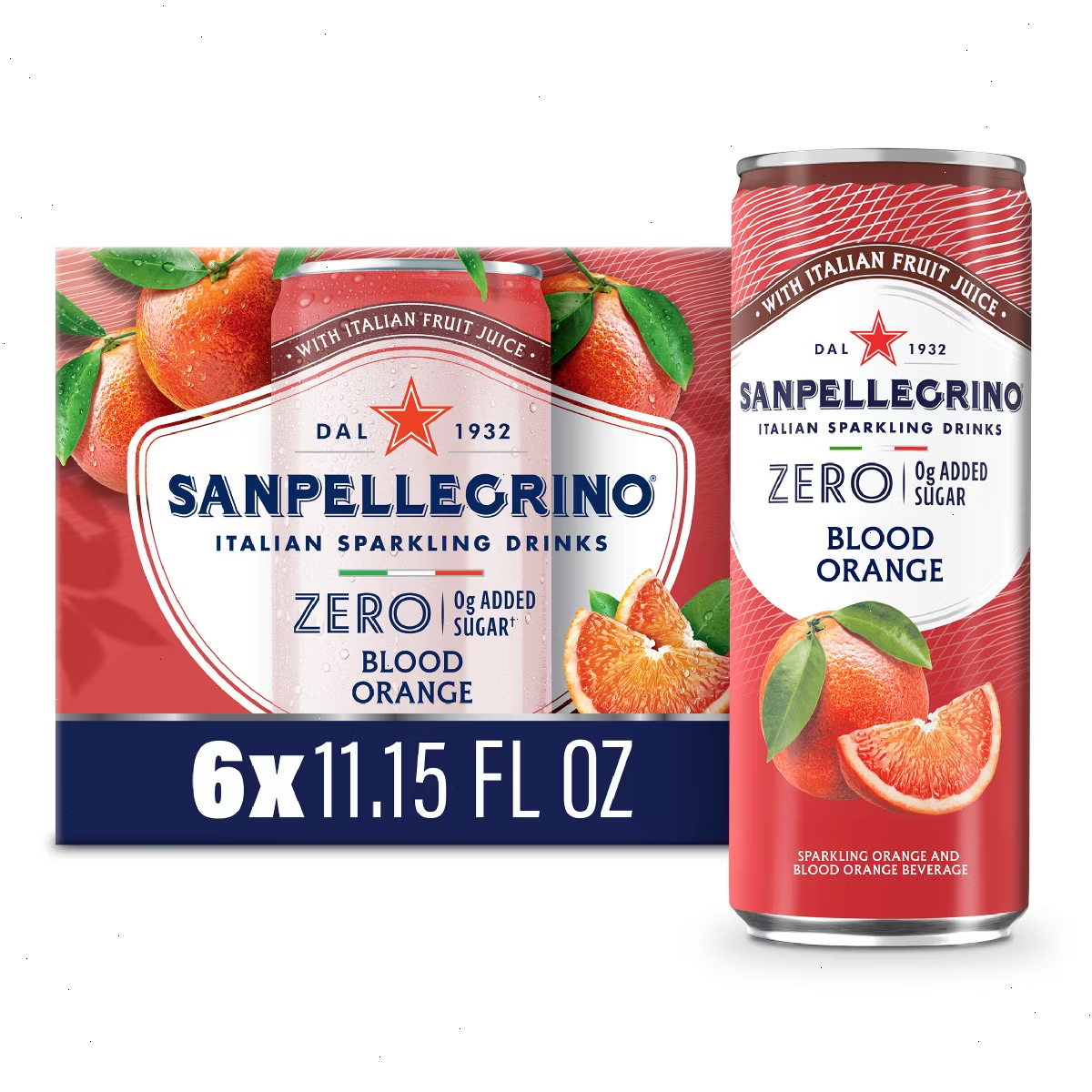 Sanpellegrino Zero Blood Orange Italian Sparkling Beverage - 6pk/11.15 fl oz Cans